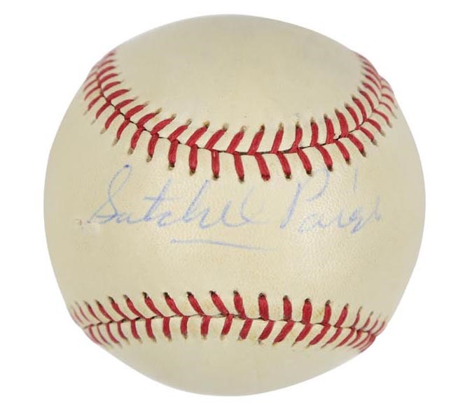 Negro League, Latin, Japanese & International Base - Nice Satchel Paige Single Signed Baseball