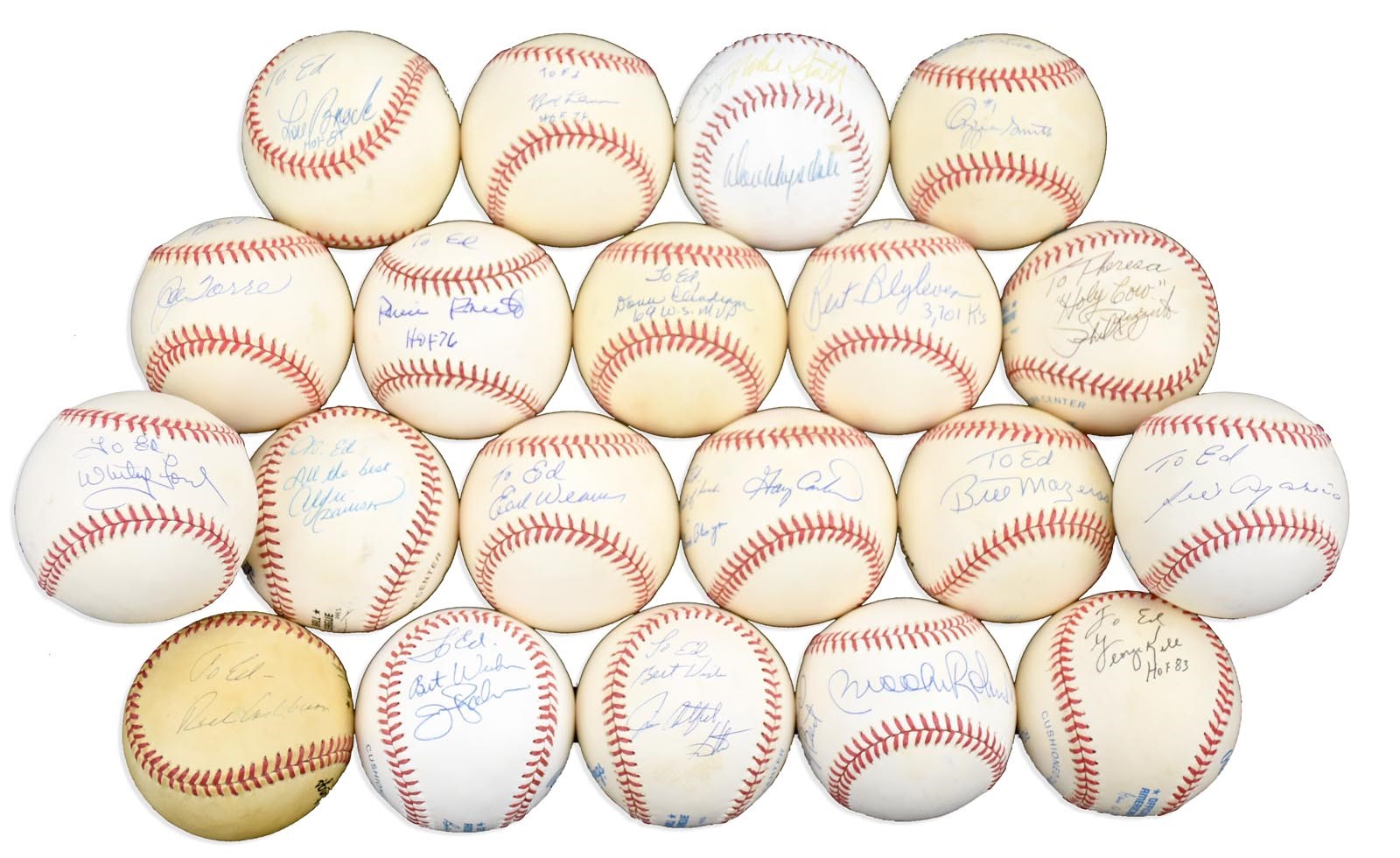In-Person Hall of Famers & Stars Single Signed Baseball Collection (55+)