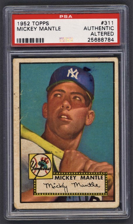 Baseball and Trading Cards - 1952 Topps #311 Mickey Mantle PSA Authentic Altered