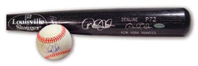 NY Yankees, Giants & Mets - Derek Jeter Signed Bat (34") & Baseball