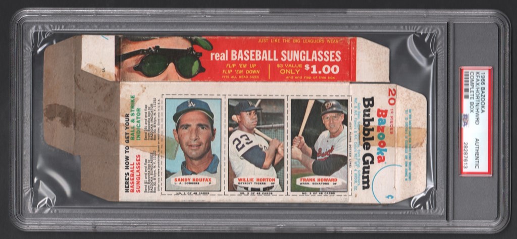 Baseball and Trading Cards - 1966 Bazooka Complete Box with Koufax, Horton and Howard PSA