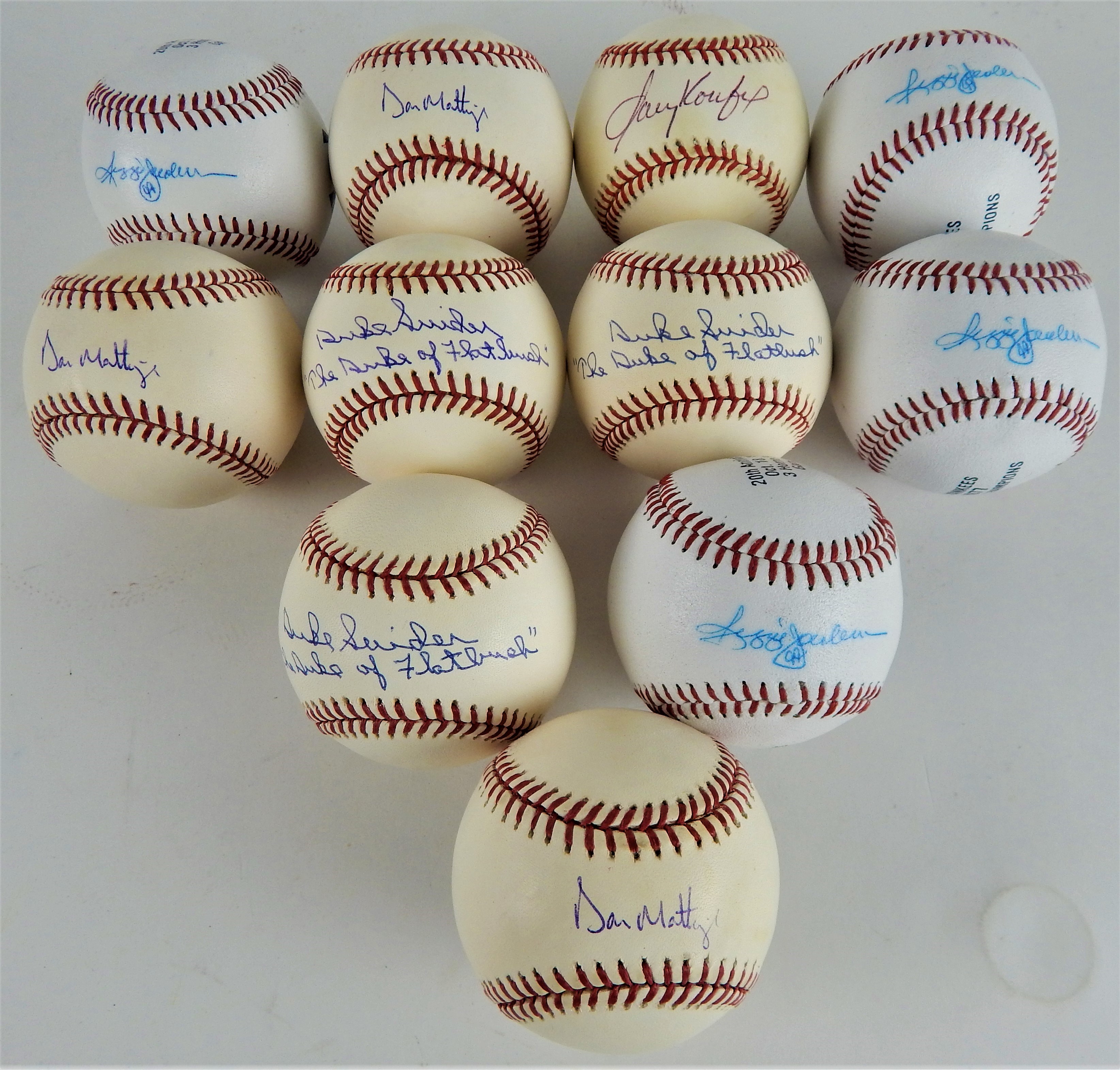 Baseball Autographs - (11) Sandy Koufax, Duke Snider, Don Mattingly & Reggie Jackson Signed Baseballs
