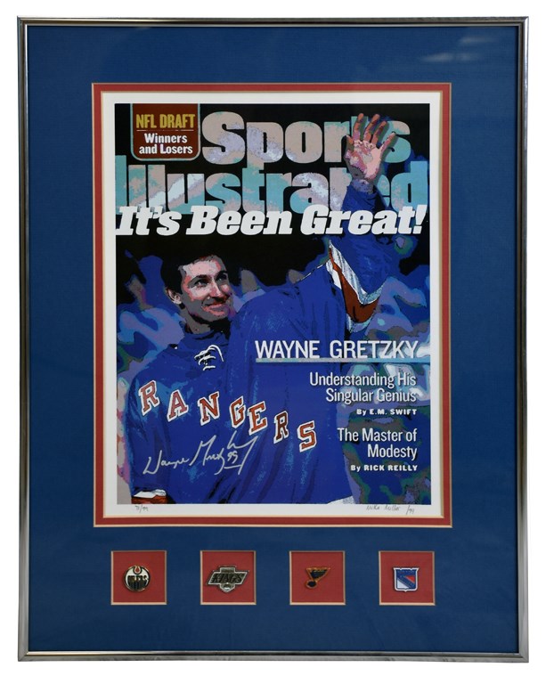 Hockey - Crosby, Lemeiux, Peca Signed Photos with Gretzky Display