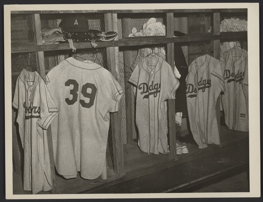 Dennis Dugan Collection of Vintage Baseball Photog - Roy Campanella's Brooklyn Dodgers Locker Photograph