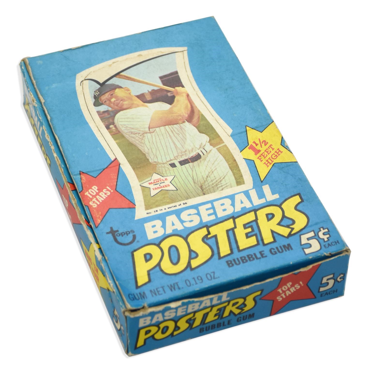 1967 Topps Baseball Posters Wax Box with Mickey Mantle