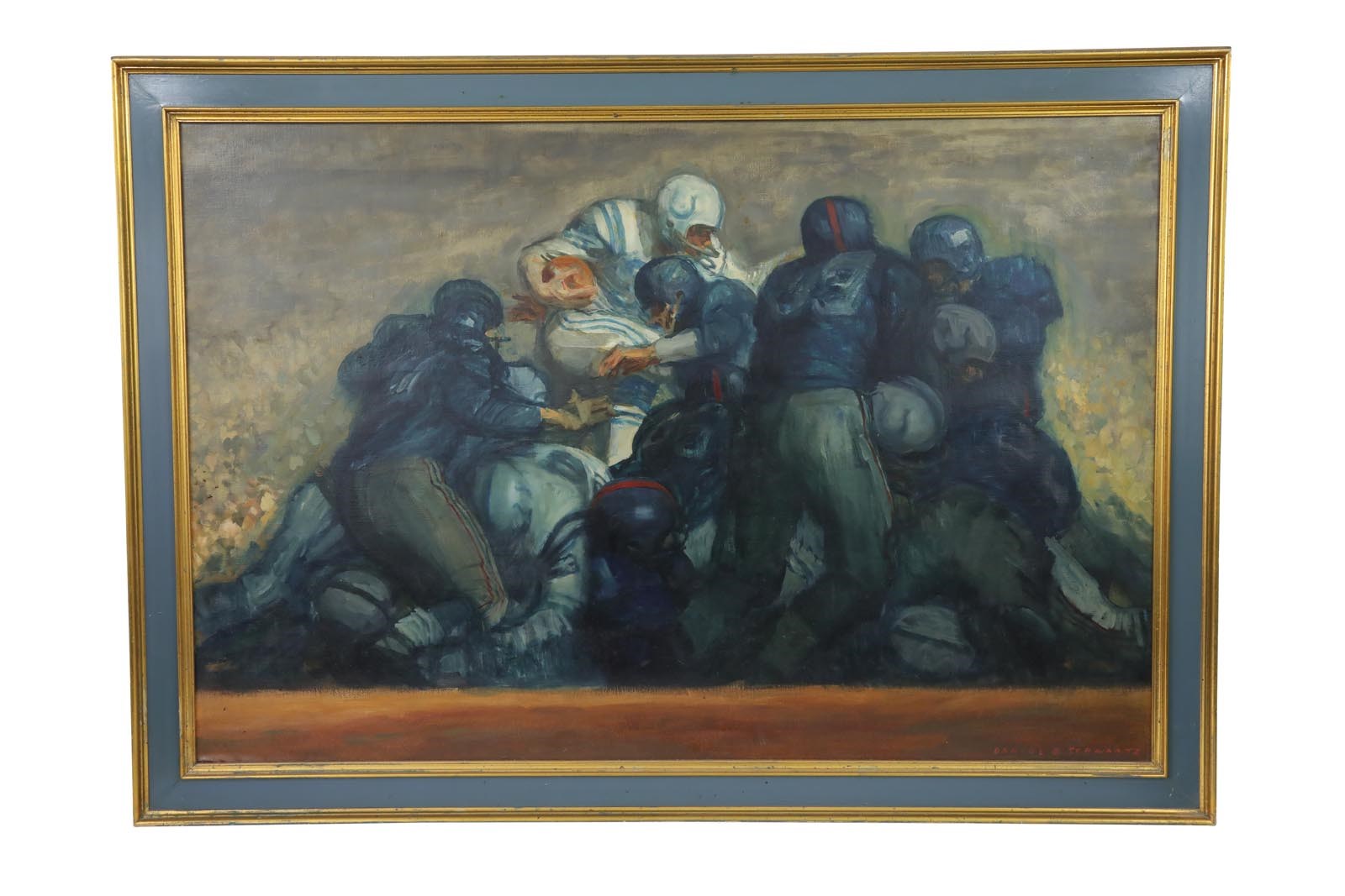 Football - 1958 "Greatest Game Ever Played" Oil on Canvas by Daniel Schwartz - Published in 1960 Esquire