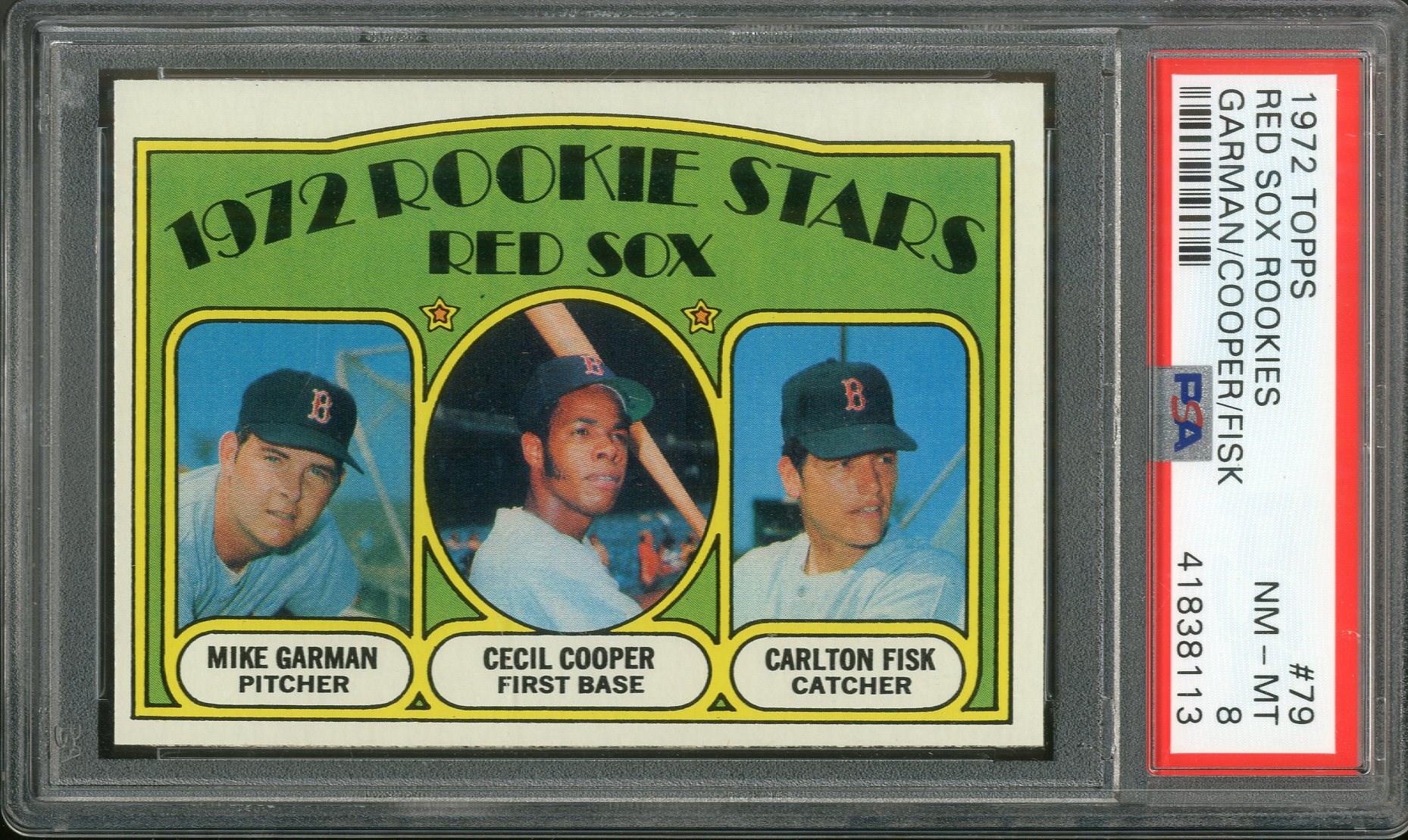 Baseball and Trading Cards - 1972 #79 Red Sox Rookies Garman/Cooper/Fisk PSA NM-MT 8