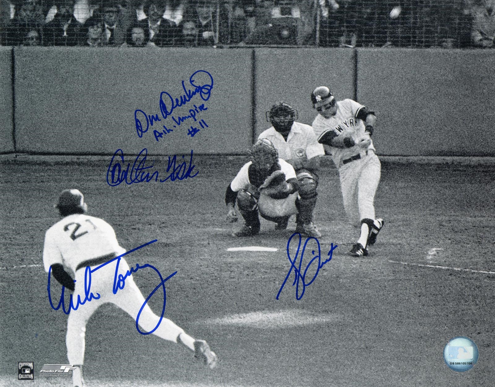 Baseball Autographs - Fisk/Dent/Torrez/Denkinger Signed Photograph (MLB Authentic)