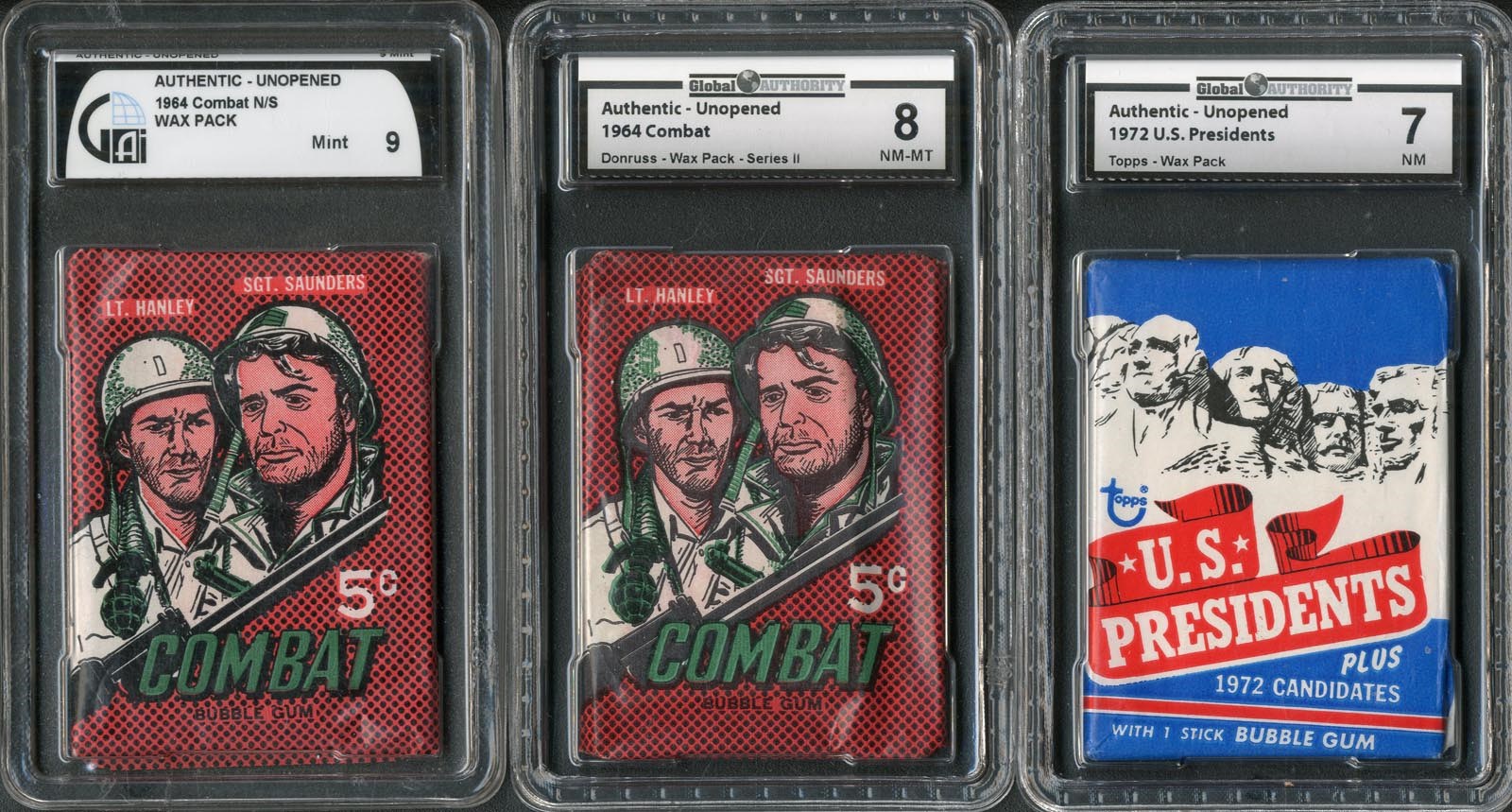 Non Sports Cards - 1964 Combat & 1972 U.S. Presidents Unopened Packs (3)