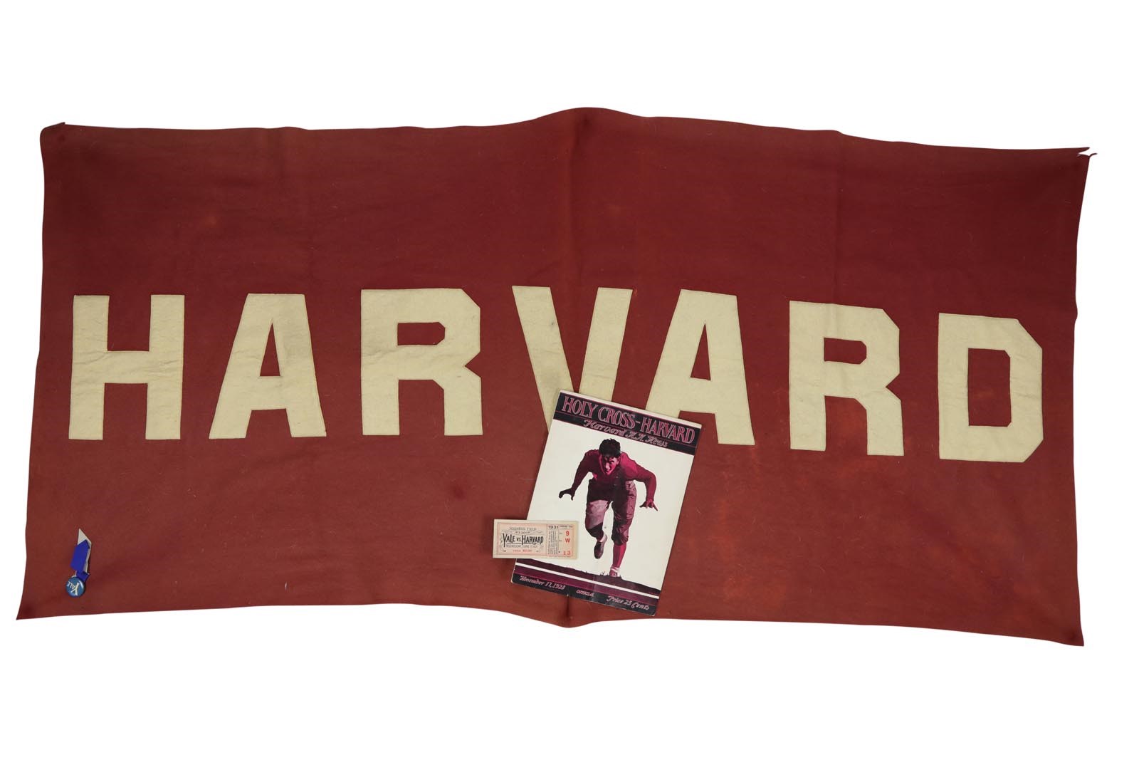 Football - 1931 Harvard Alumni Collection with Banner & Harvard v. Yale Football Full Ticket (3)