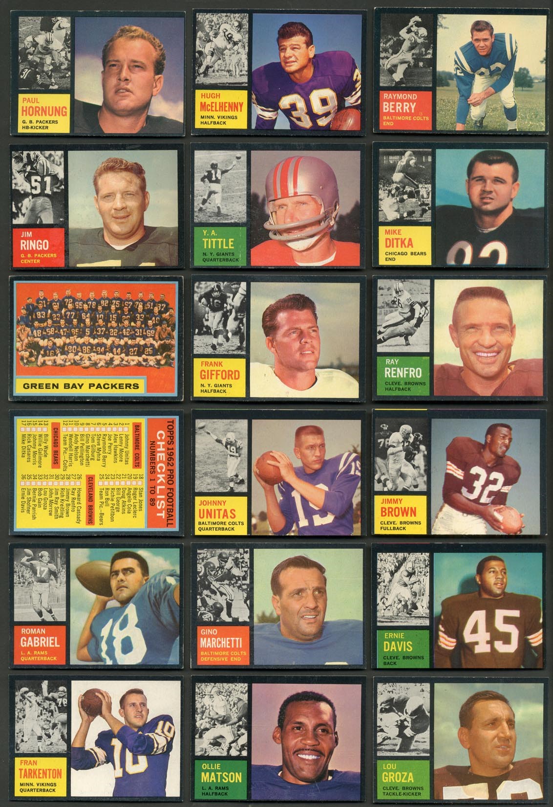 - 1962 Topps Football Complete Set (176/176) Plus Extras