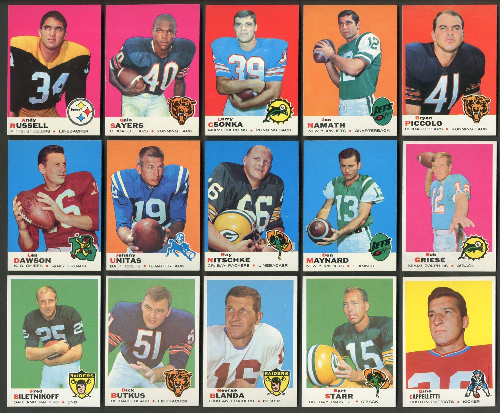 Spectacular 1969 Topps Football Complete Set (263/263)