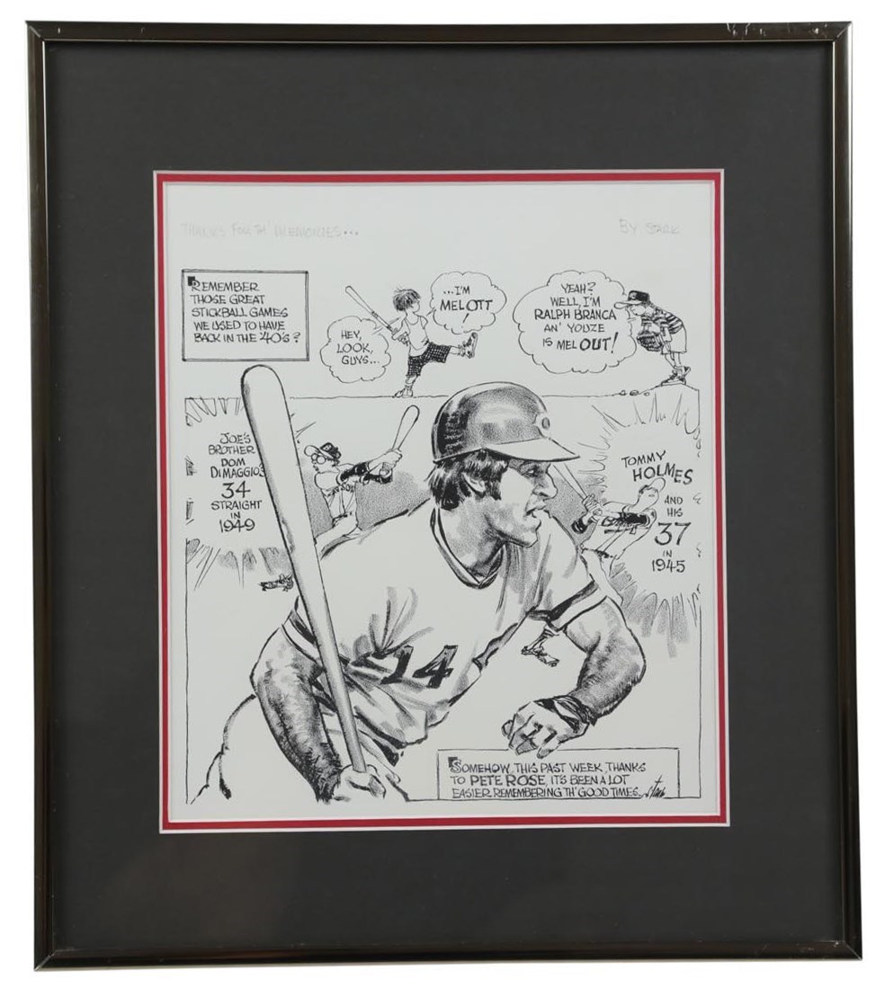 1978 Pete Rose NL Hitting-Streak Record Original Pen & Ink by Bruce Stark