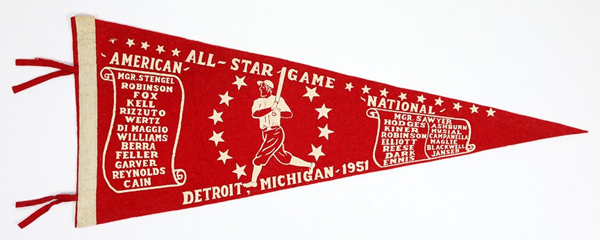 1951 Detroit All-Star Game Pennant with Player Names