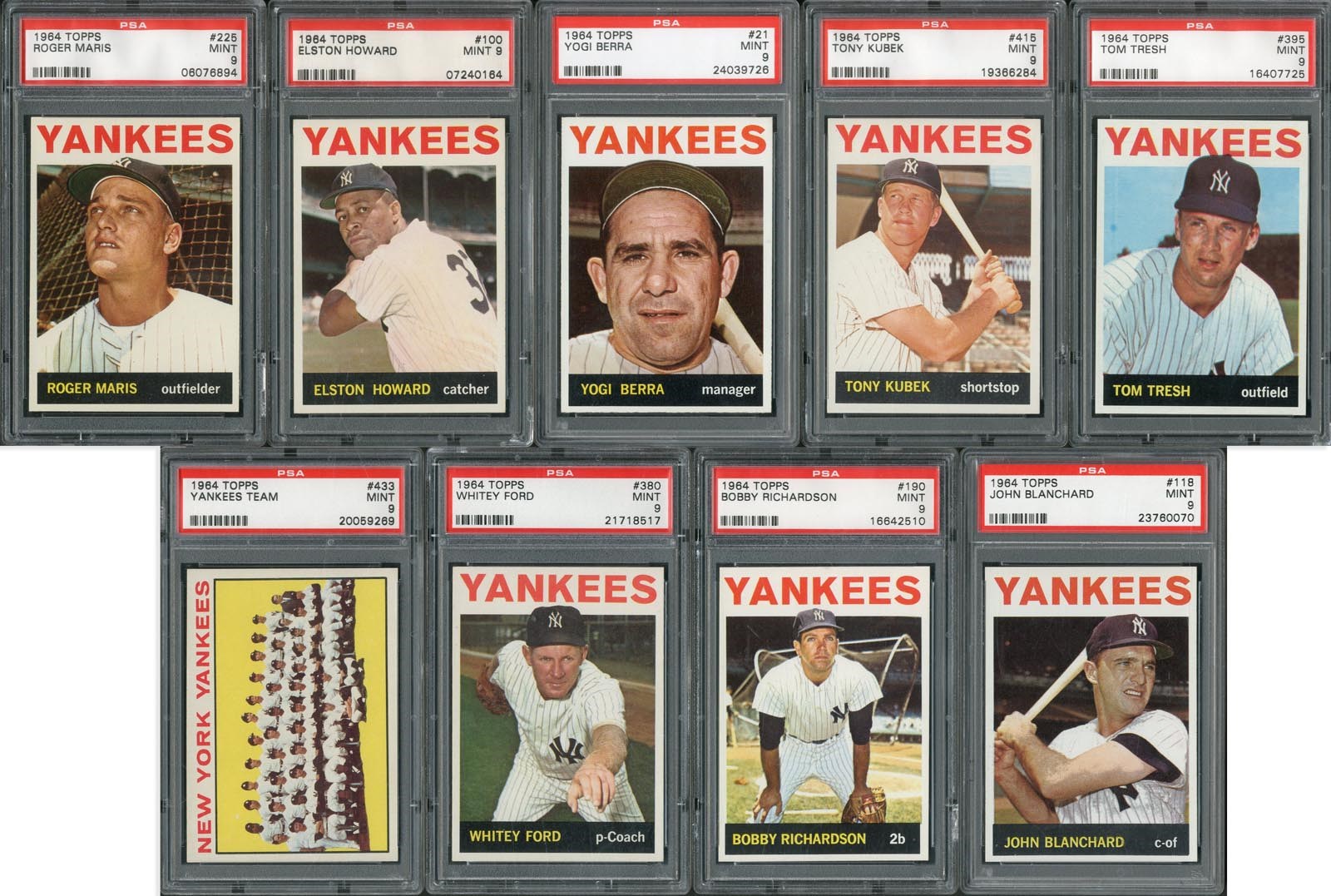 Baseball and Trading Cards - 1964 Topps Yankees PSA MINT 9 Collection (21)