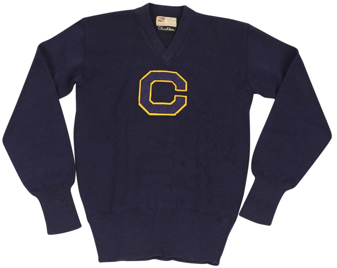 - 1946-49 Chuck Clustka UCLA Basketball Letterman's Sweater - John Wooden's 1st Captain (Family Provenance with Personalized Photos from Wooden)
