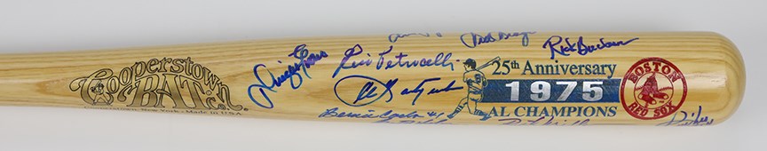 Baseball Autographs - 1975 Boston Red Sox 25th Anniversary Signed Cooperstown Bat