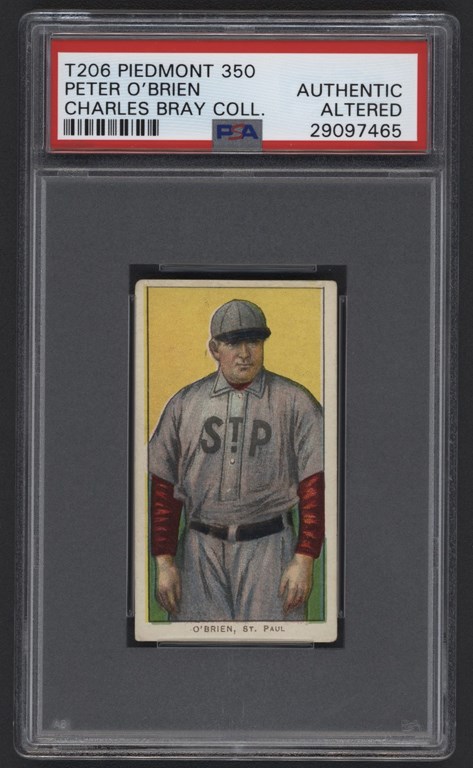 Baseball and Trading Cards - T206 Piedmont 350 Peter O'Brien PSA AA From The Charles Bray Collection