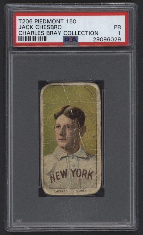 Baseball and Trading Cards - T206 Piedmont 150 Jack Chesbro PSA PR 1 From The Charles Bray Collection