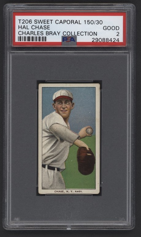 Baseball and Trading Cards - T206 Sweet Caporal 150/30 Hal Chase PSA Good 2 From The Charles Bray Collection