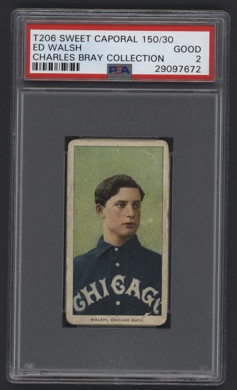 Baseball and Trading Cards - T206 Sweet Caporal 150/30 Ed Walsh PSA Good 2 From Charles Bray Collection