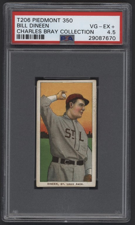 Baseball and Trading Cards - T206 Piedmont 350 Bill Dineen PSA VG-EX+ 4.5 From The Charles Bray Collection