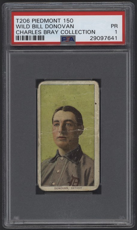 Baseball and Trading Cards - T206 Piedmont 150 Wild Bill Donovan PSA PR 1 From The Charles Bray Collection