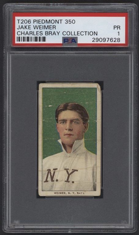 Baseball and Trading Cards - T206 Piedmont 350 Jake Weimer PSA PR 1 From The Charles Bray Collection