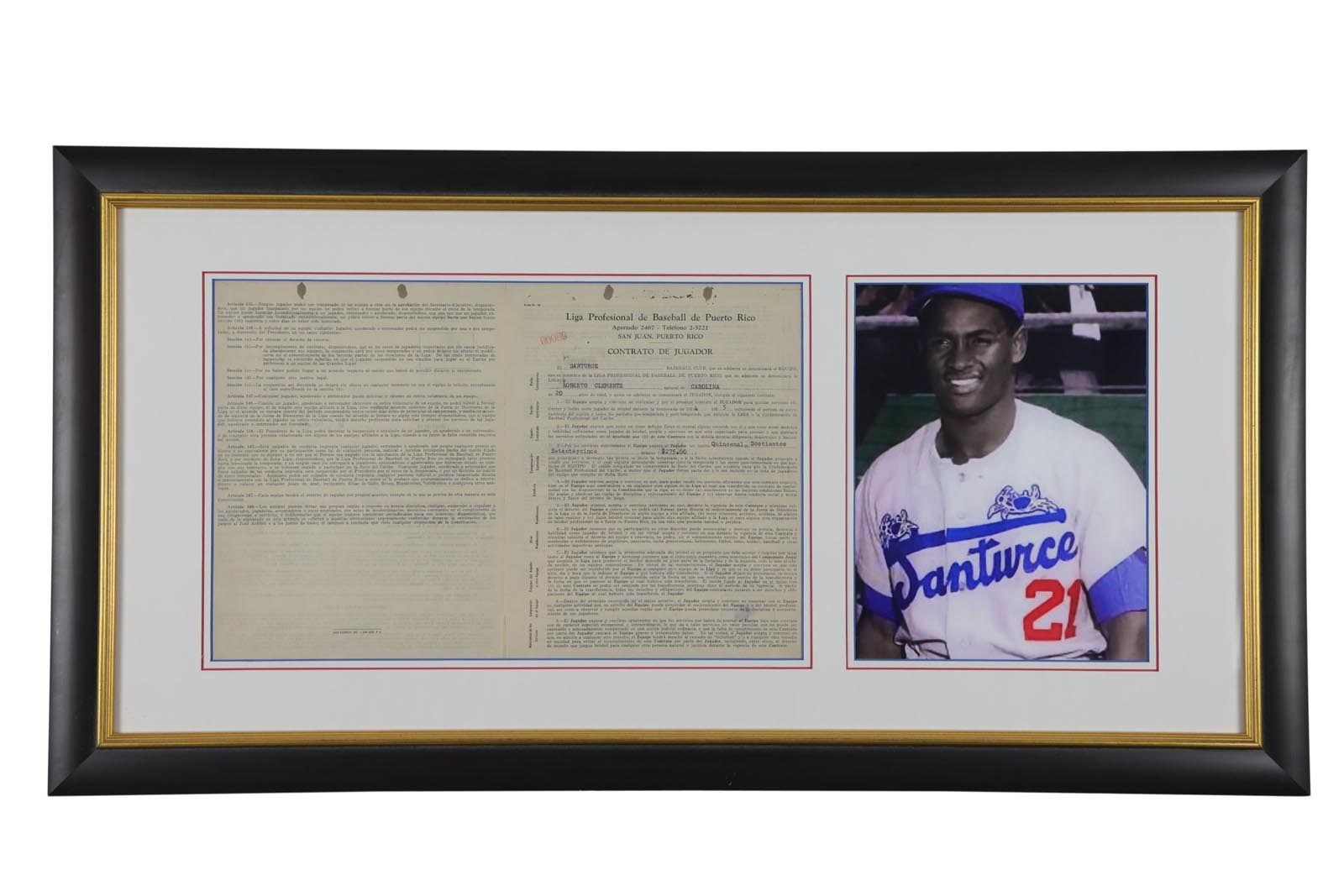 Clemente and Pittsburgh Pirates - 1954 Roberto Clemente Contract with his Fingerprints (PSA)