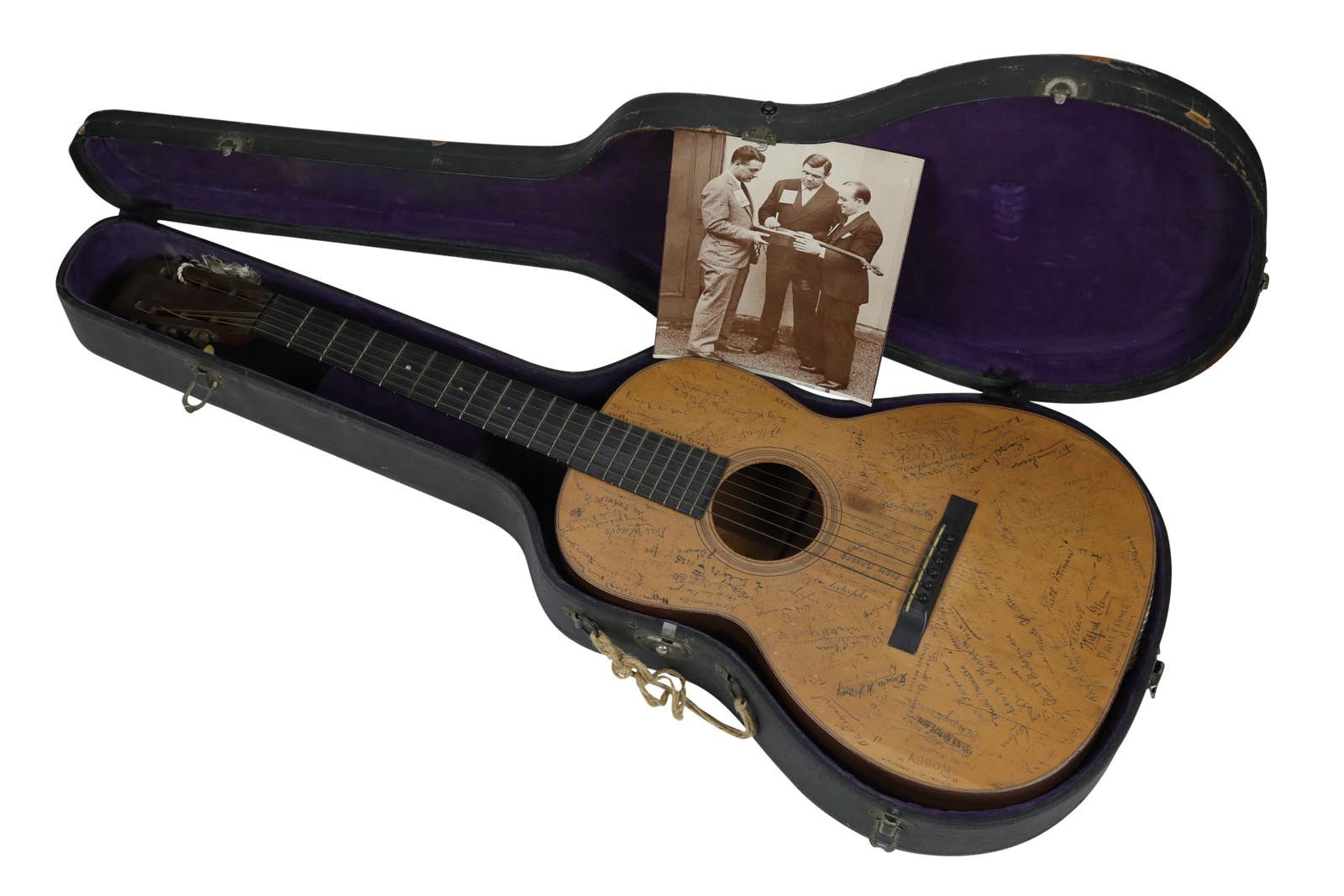- 1928 Babe Ruth & Lou Gehrig "Al Smith Presidential Campaign" Signed Martin Guitar (PSA)