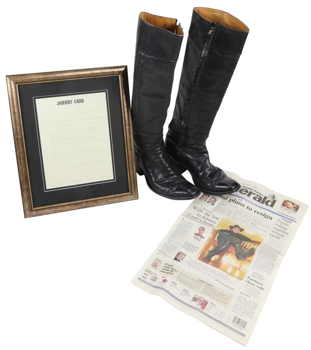 Rock And Pop Culture - 1986 Johnny Cash "I've Been Everywhere" World Tour Stage Worn Boots (Documented Cash LOA)