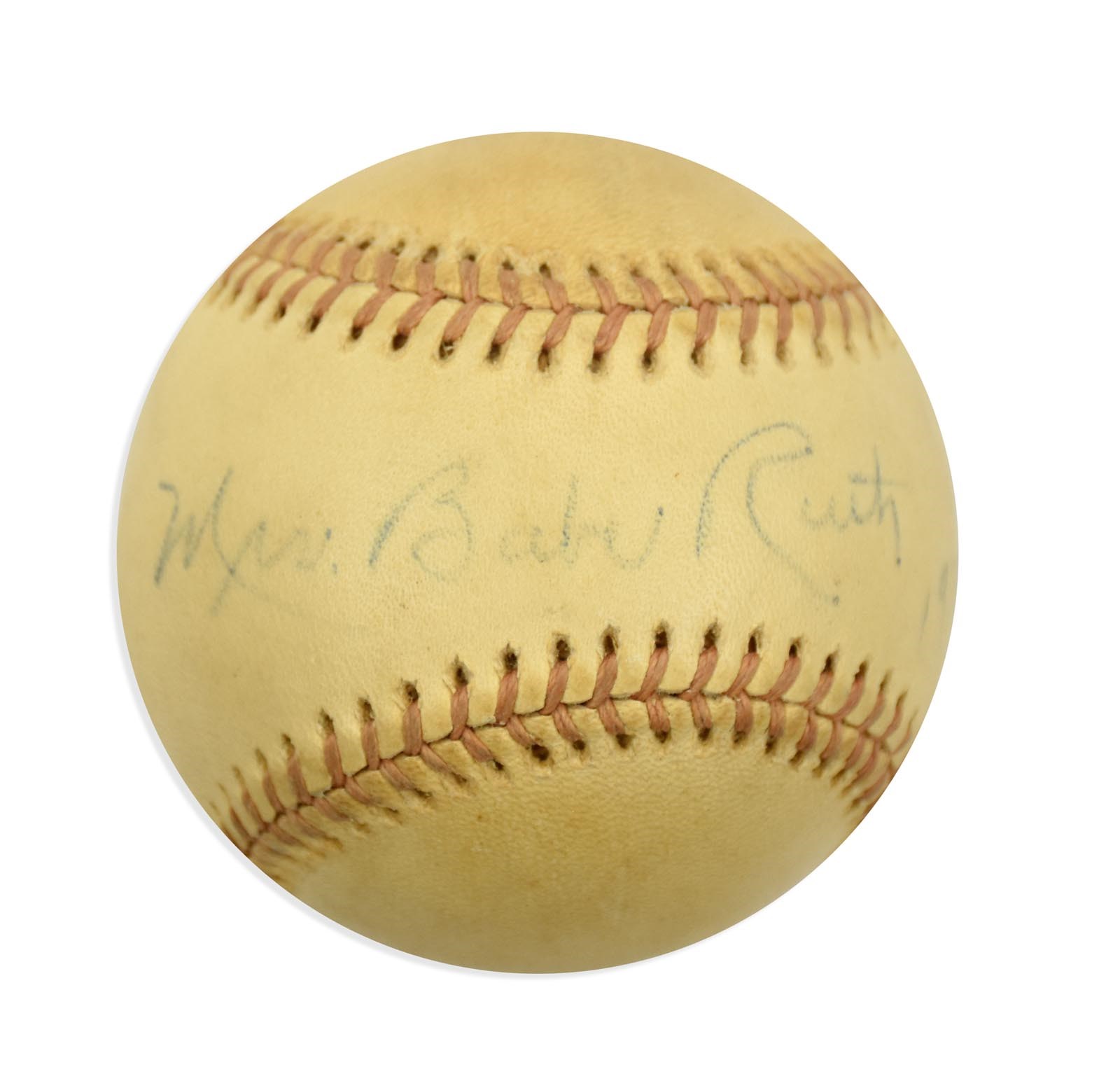 Ruth and Gehrig - 1975 Mrs. Babe Ruth Single Signed Baseball