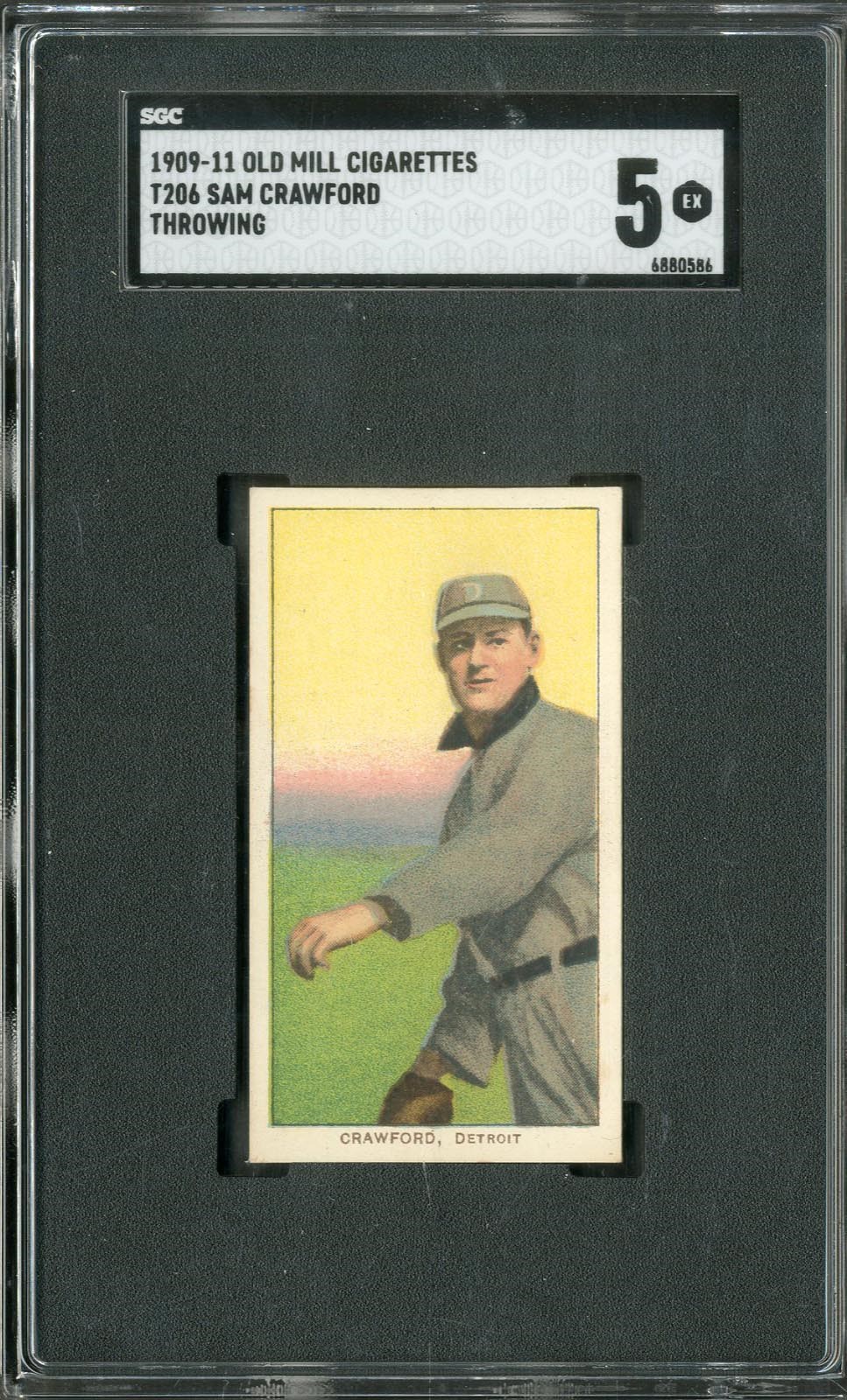 Baseball and Trading Cards - 1909-11 T206 Sam Crawford Old Mill Throwing SGC EX 5