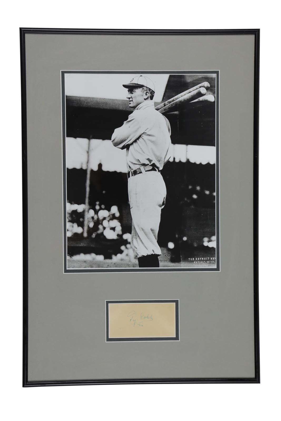 Ty Cobb and Detroit Tigers - Beautiful Ty Cobb Signature Display (JSA)