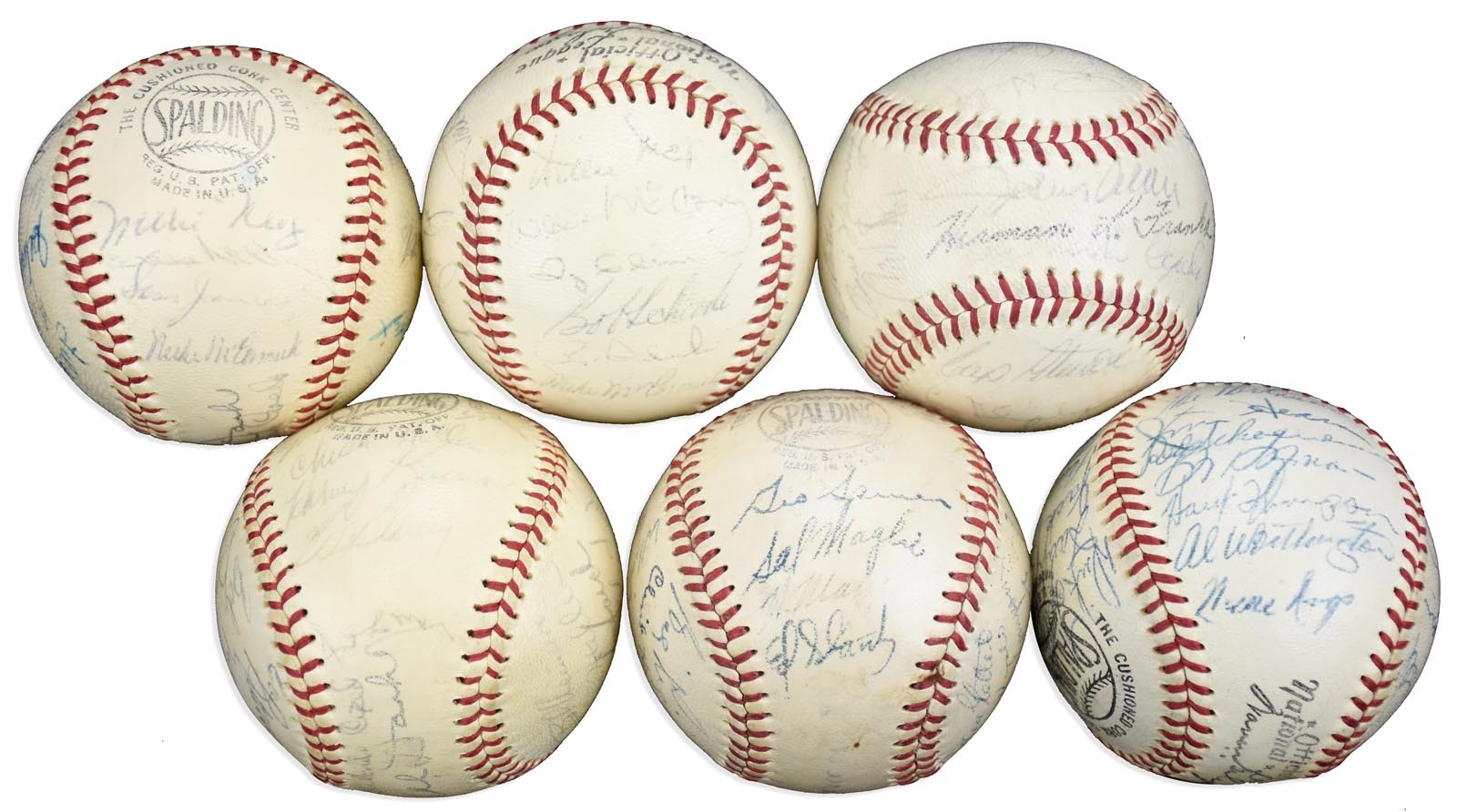 NY Yankees, Giants & Mets - 1951-68 NY/SF Giants Team Signed Baseballs ALL with Willie Mays - No Clubhouse (6)