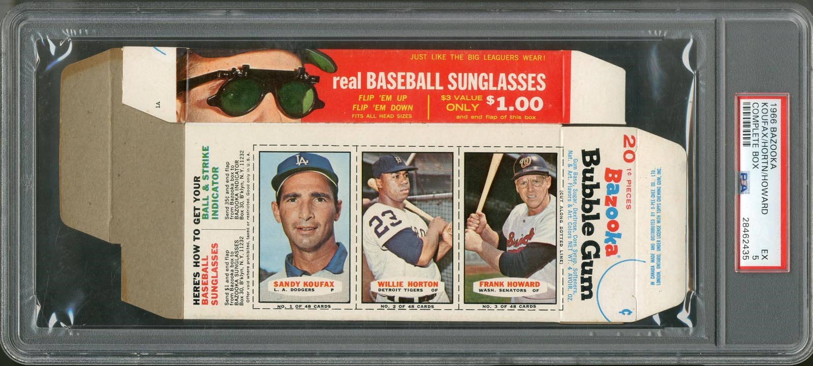 Baseball and Trading Cards - 1966 Bazooka Complete Box with Koufax, Horton and Howard PSA 5 EX