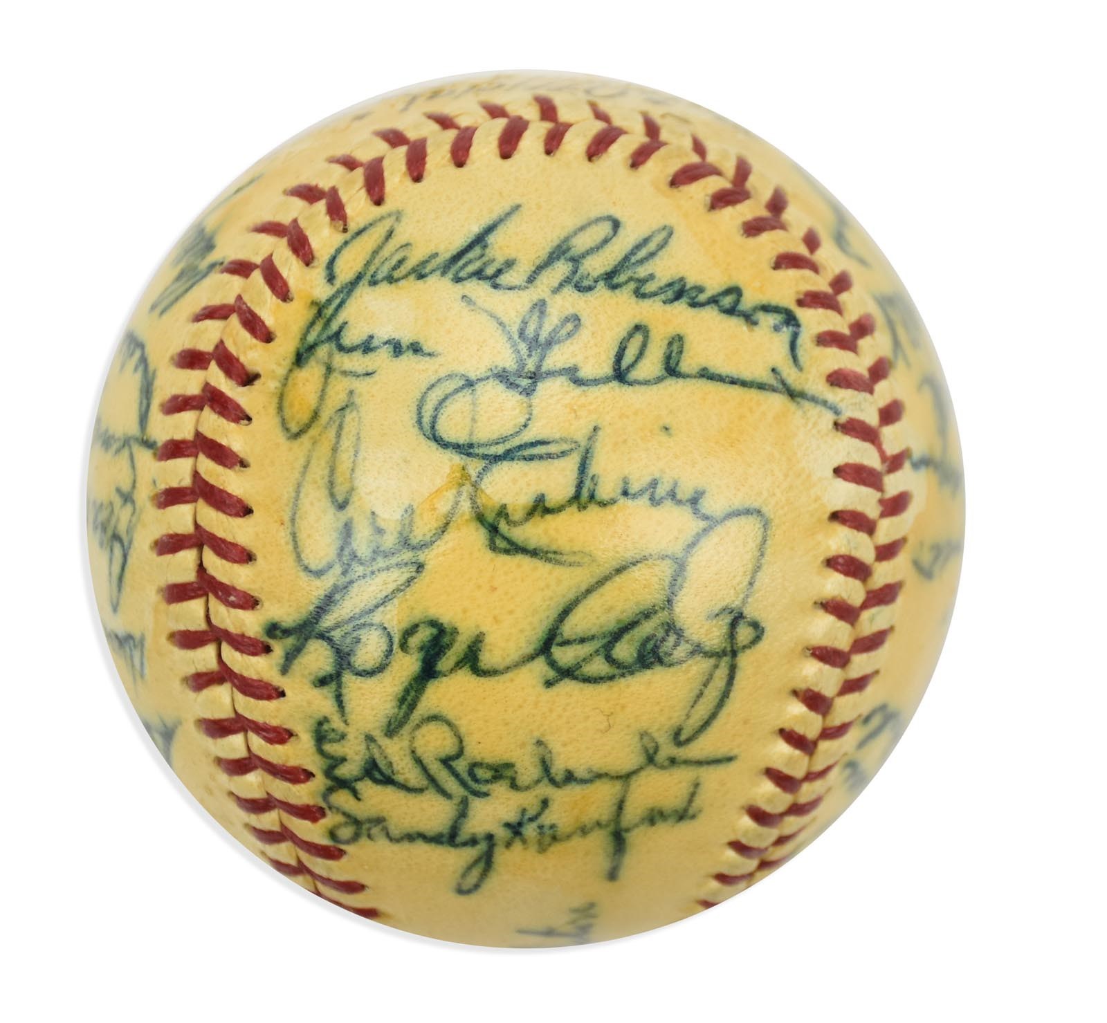 Jackie Robinson & Brooklyn Dodgers - 1955 World Champion Brooklyn Dodgers Team Signed Baseball (PSA)