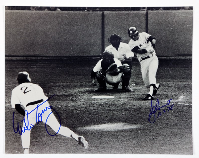 Baseball Autographs - Bucky Dent & Mike Torrez Signed and Inscribed Photograph