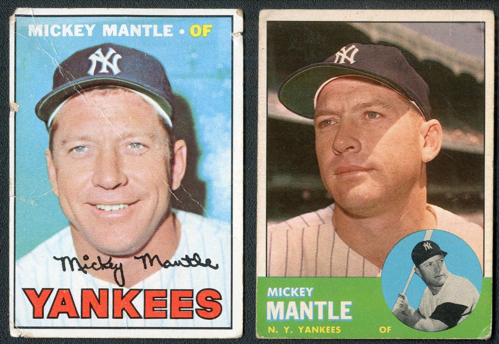- 1963 & 1967 Topps Mickey Mantle Baseball Cards