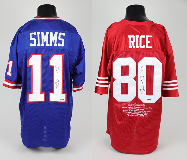 Autographs Football - Jerry Rice & Phil Simms Signed Jerseys Tristar Authentic
