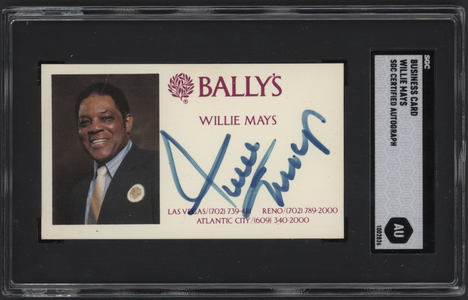 Baseball Autographs - 1970's Willie Mays Bally's Gambling Business Card (SGC)