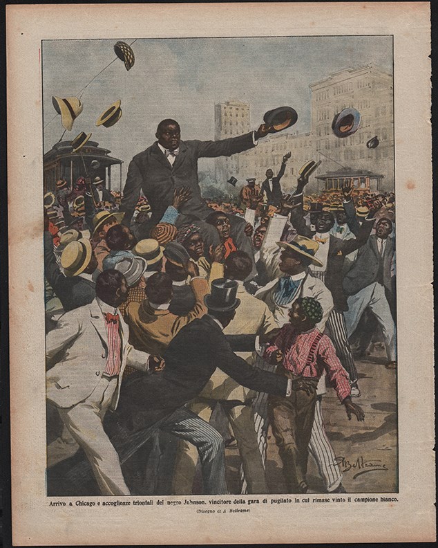 Muhammad Ali & Boxing - 1910 Jack Johnson Arrives In Chicago Print by BA Bettrame