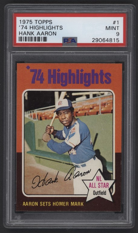 Baseball and Trading Cards - 1975 Topps #1 Hank Aaron PSA MINT 9