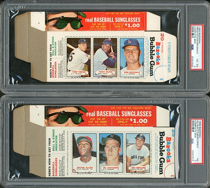 Baseball and Trading Cards - 1966 Bazooka Bubble Gum Complete Box Lot (3) PSA