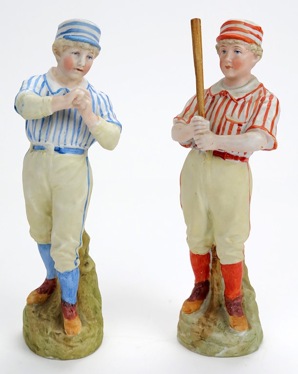 Pair of 19th Century Heubach Baseball Figures.