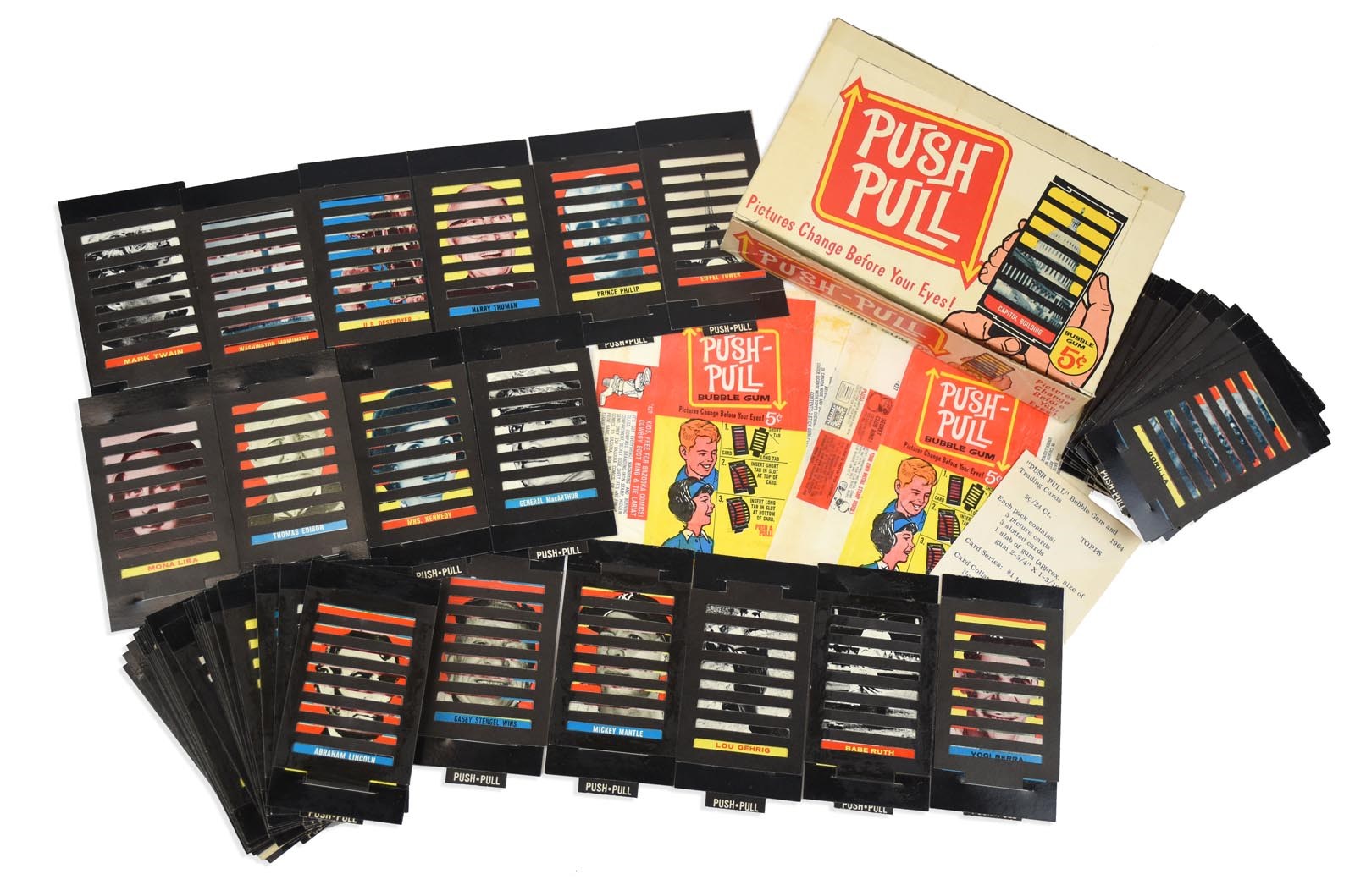 - 1965 Topps Push-Pull Sets, Wrappers & Box From The Fleer Archive