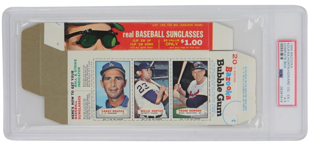 Baseball and Trading Cards - 1966 Bazooka Bubble Gum Complete Box PSA 4.5 w/ Koufax