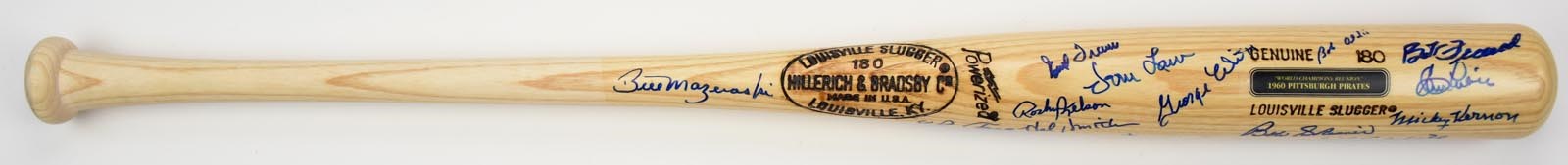 Baseball Autographs - 1960 Pittsburgh Pirates "World Champions Reunion" Team Signed Bat