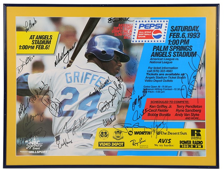 - 1990's Ken Griffey Jr. Signed Advertising w/ Other Hall Of Fame Signatures