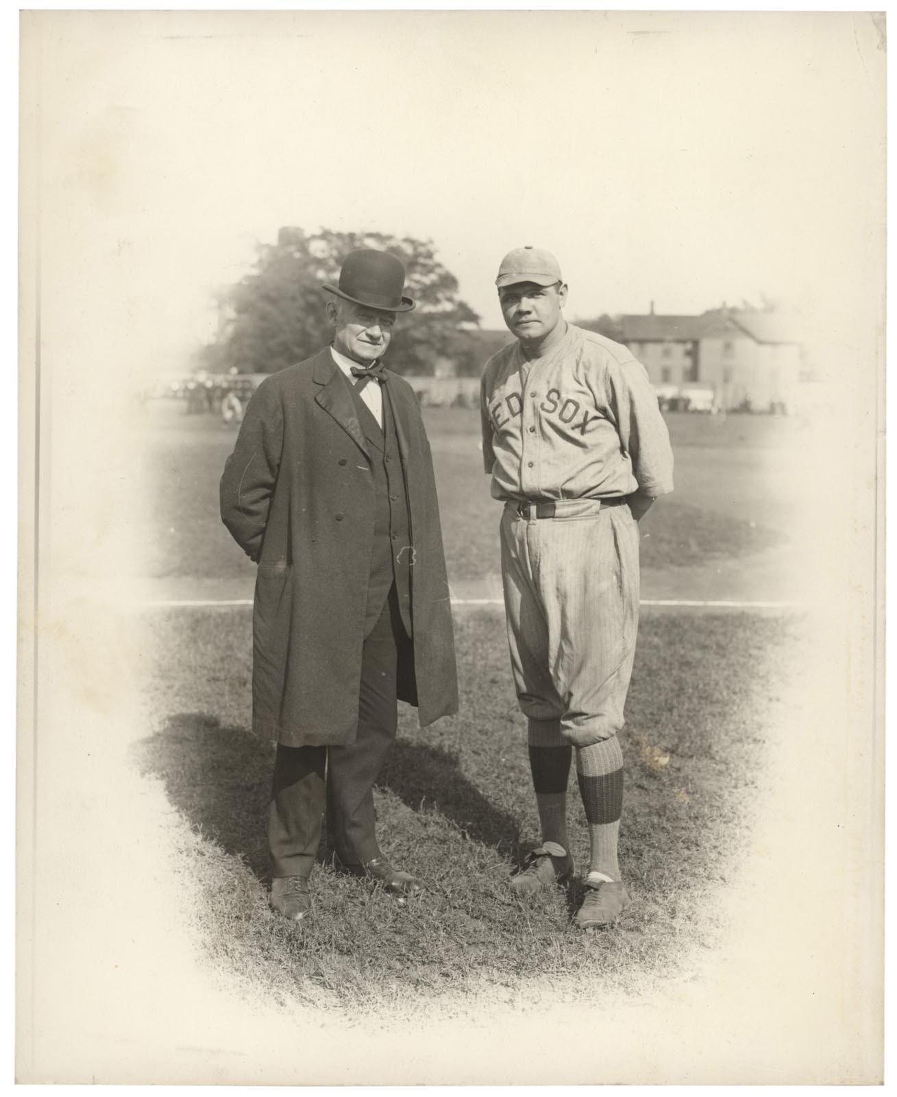 Ruth and Gehrig - Spectacular Babe Ruth "Rookie Era Type I "Portrait" w/Red Sox Owner Jimmy McAleer